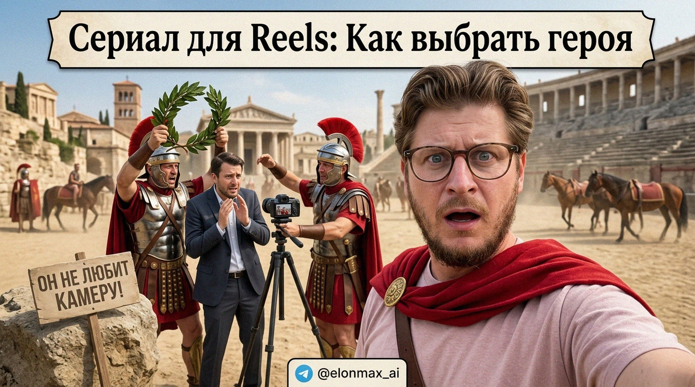 Герой сериала для Reels стоит перед камерой