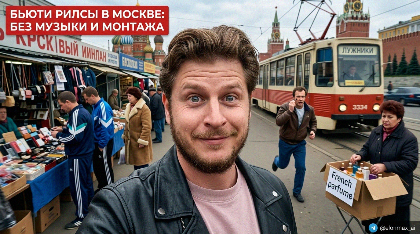 Девушка снимает бьюти рилс в Москве без музыки и монтажа